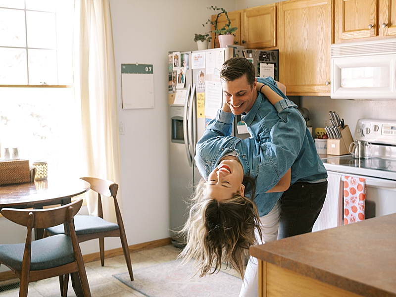 Couple dancing in their Ames apartment