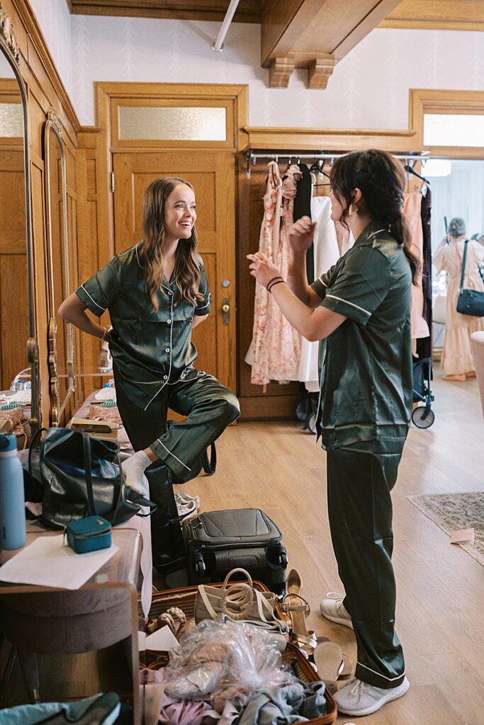 Bridesmaids getting ready